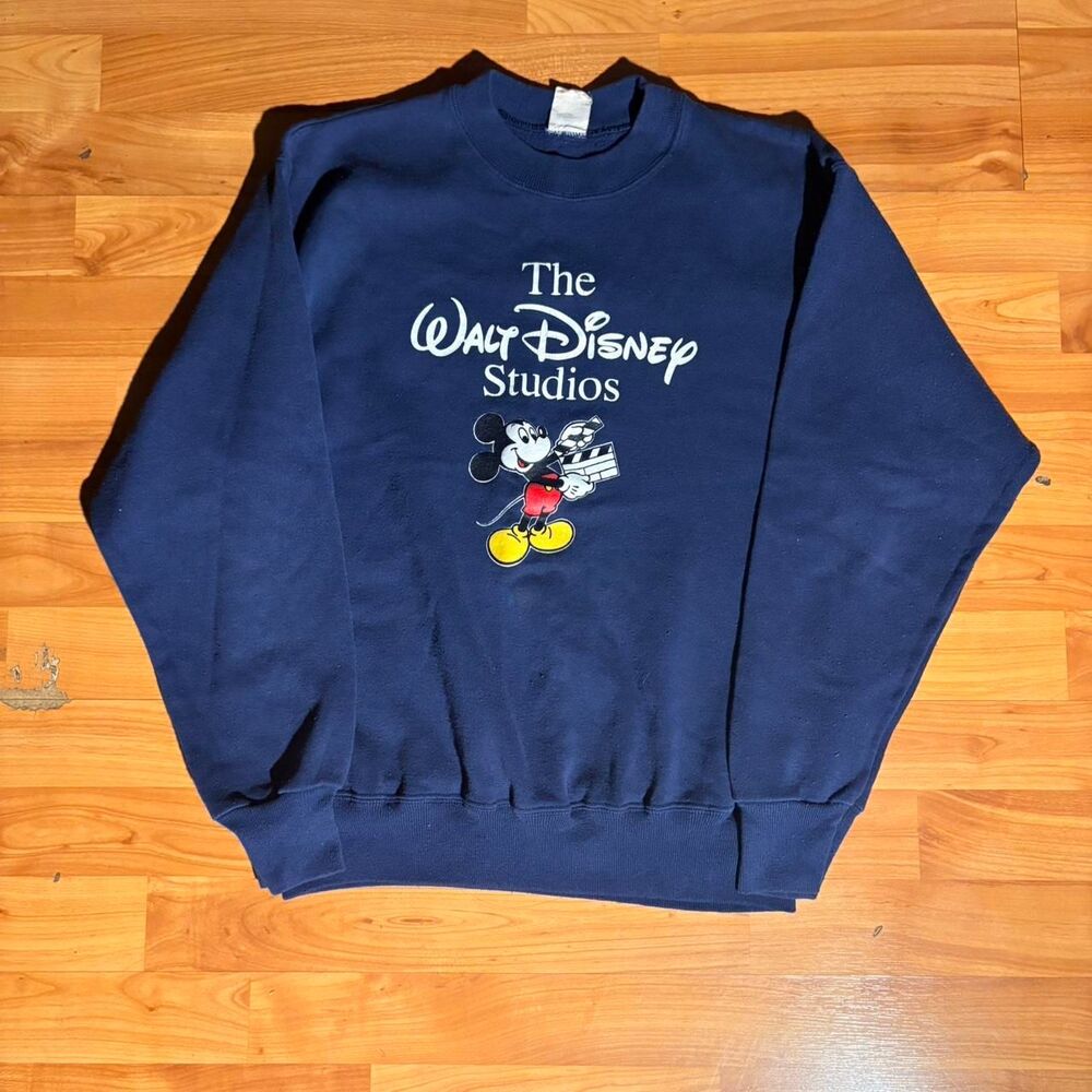 Vintage 90s Disney Mickey Mouse Navy Crewneck Sweatshirt Size M